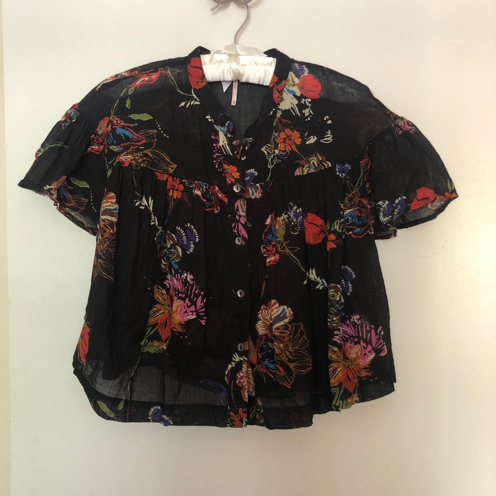 Free People Sweet Escape Floral Button Up Blouse